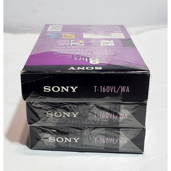 3 Sony VHS T-160 Blank Tapes 8HR Standard Grade New Sealed Vintage VCR - Picture 3 of 7